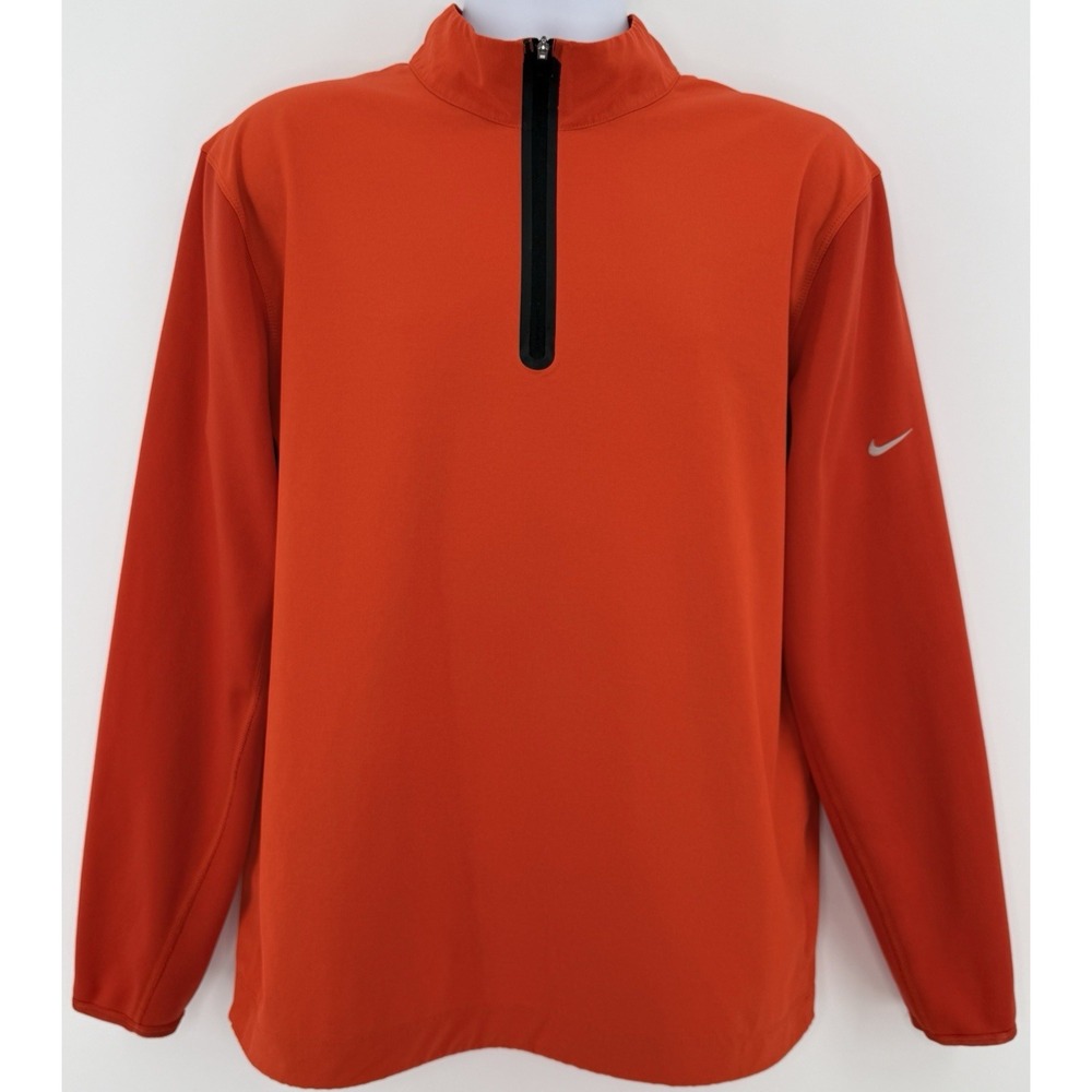 Nike Golf 1/4 Zip Pullover Men M Orange Dri Fit Tour Performance